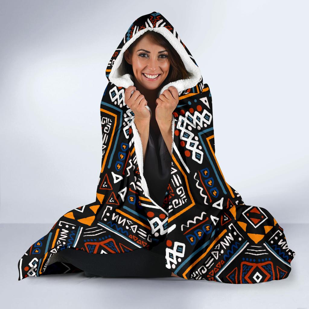 African Kente Print v2 Hooded Blanket-JORJUNE.COM
