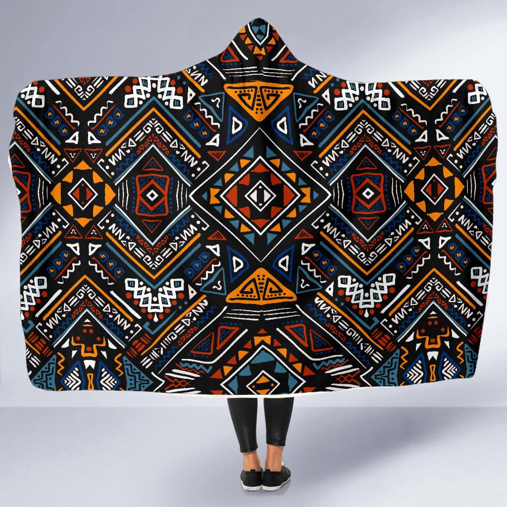 African Kente Print v2 Hooded Blanket-JORJUNE.COM