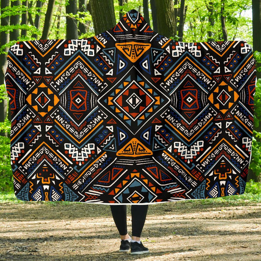 African Kente Print v2 Hooded Blanket-JORJUNE.COM