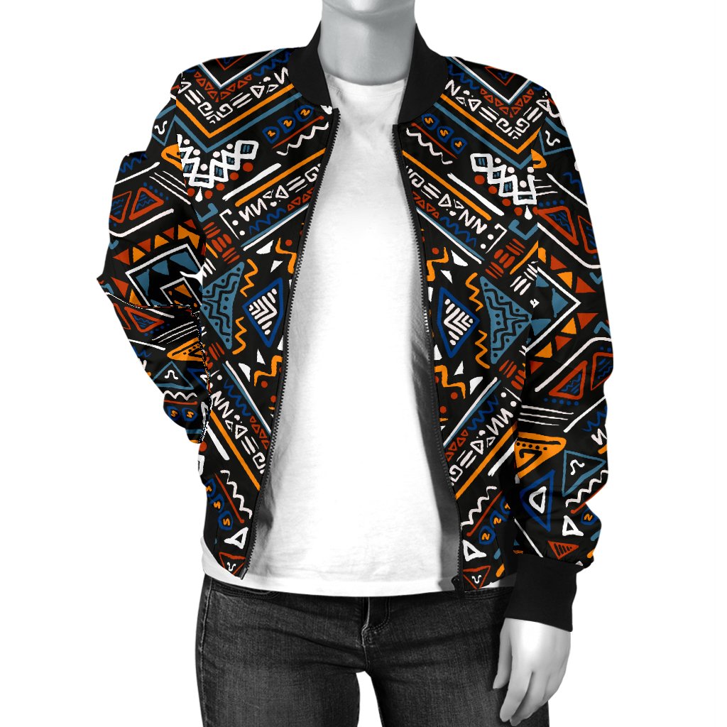 African Kente Print v2 Women Casual Bomber Jacket