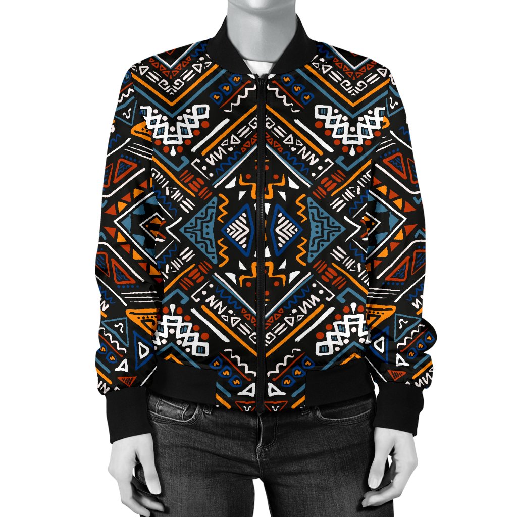 African Kente Print v2 Women Casual Bomber Jacket