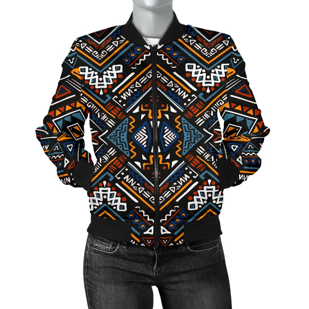 African Kente Print v2 Women Casual Bomber Jacket