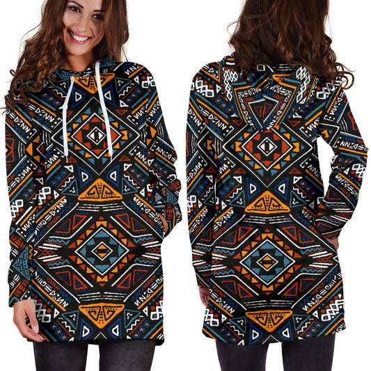 African Kente Print V2 Women Hoodie Dress