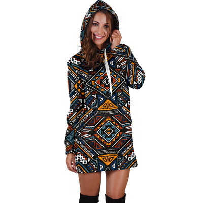 African Kente Print V2 Women Hoodie Dress