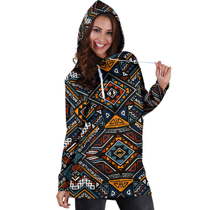 African Kente Print V2 Women Hoodie Dress