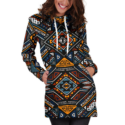 African Kente Print V2 Women Hoodie Dress