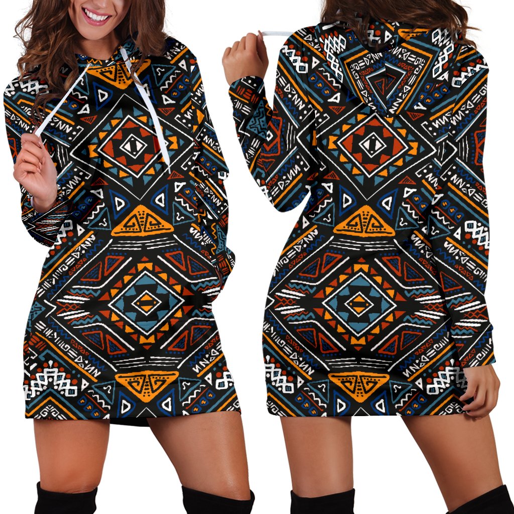 African Kente Print V2 Women Hoodie Dress
