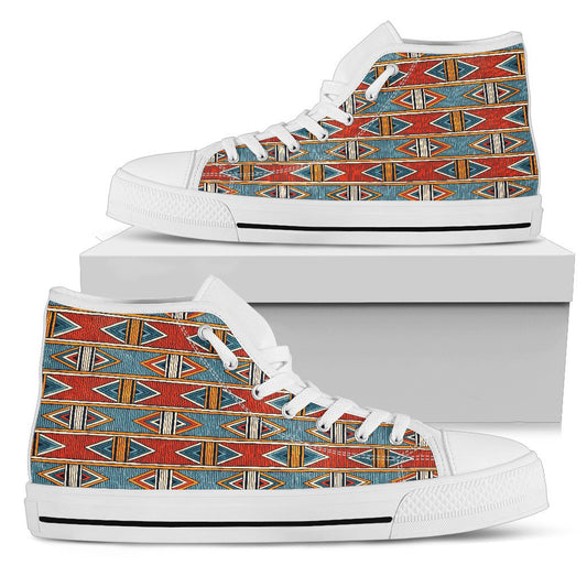 African Kente Print Women High Top Canvas Shoes