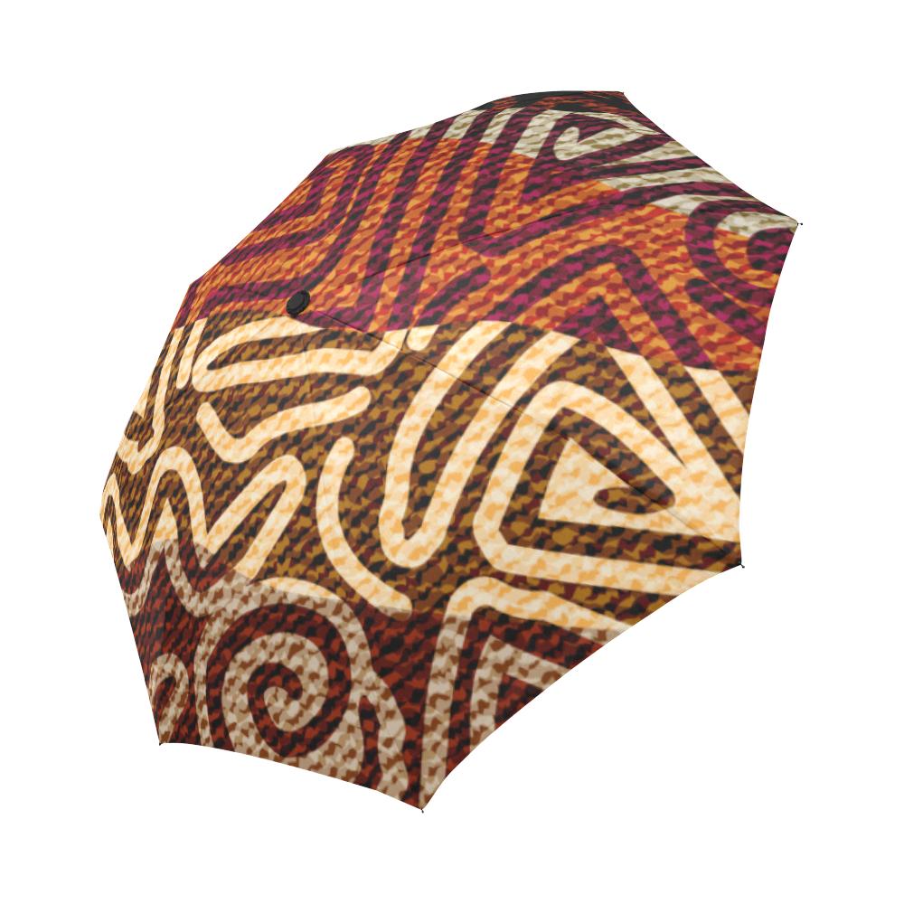 African Pattern Print Automatic Foldable Umbrella