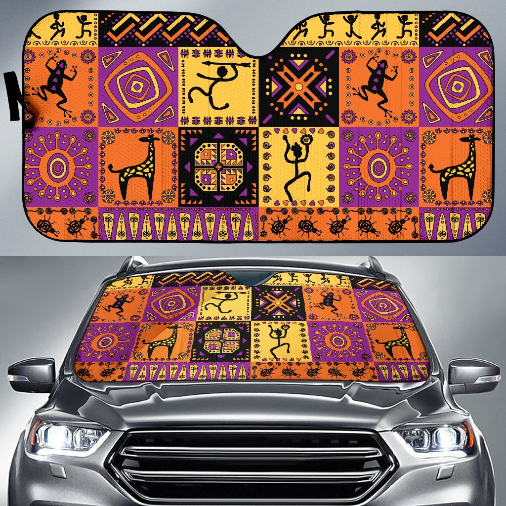 African Pattern Print Design 02 Car Sun Shade-JORJUNE.COM