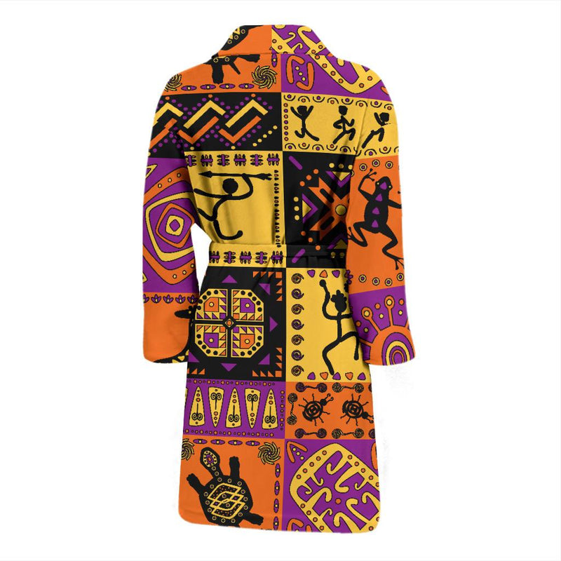 African Pattern Print Design 02 Men Bathrobe-JORJUNE.COM