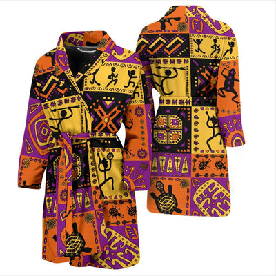 African Pattern Print Design 02 Men Bathrobe-JORJUNE.COM