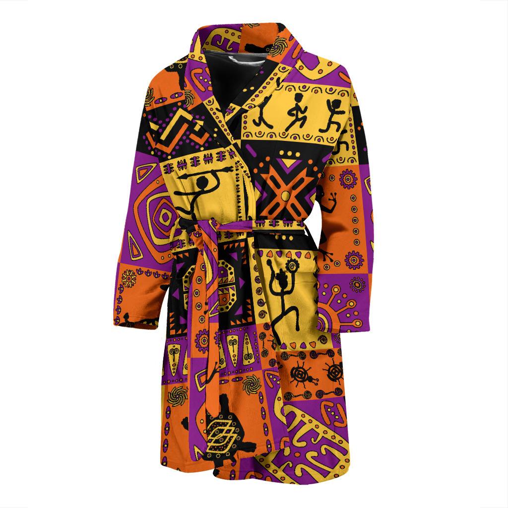African Pattern Print Design 02 Men Bathrobe-JORJUNE.COM