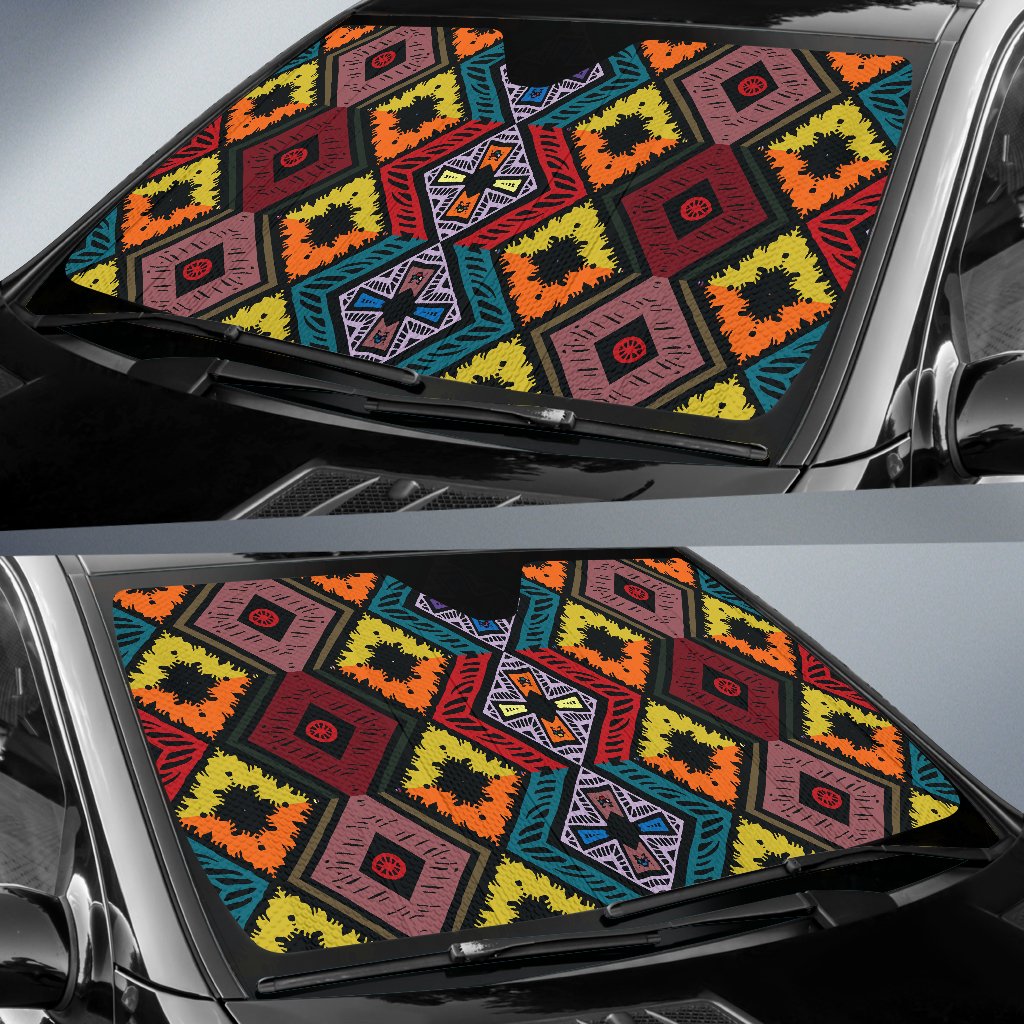 African Pattern Print Design 08 Car Sun Shade-JORJUNE.COM