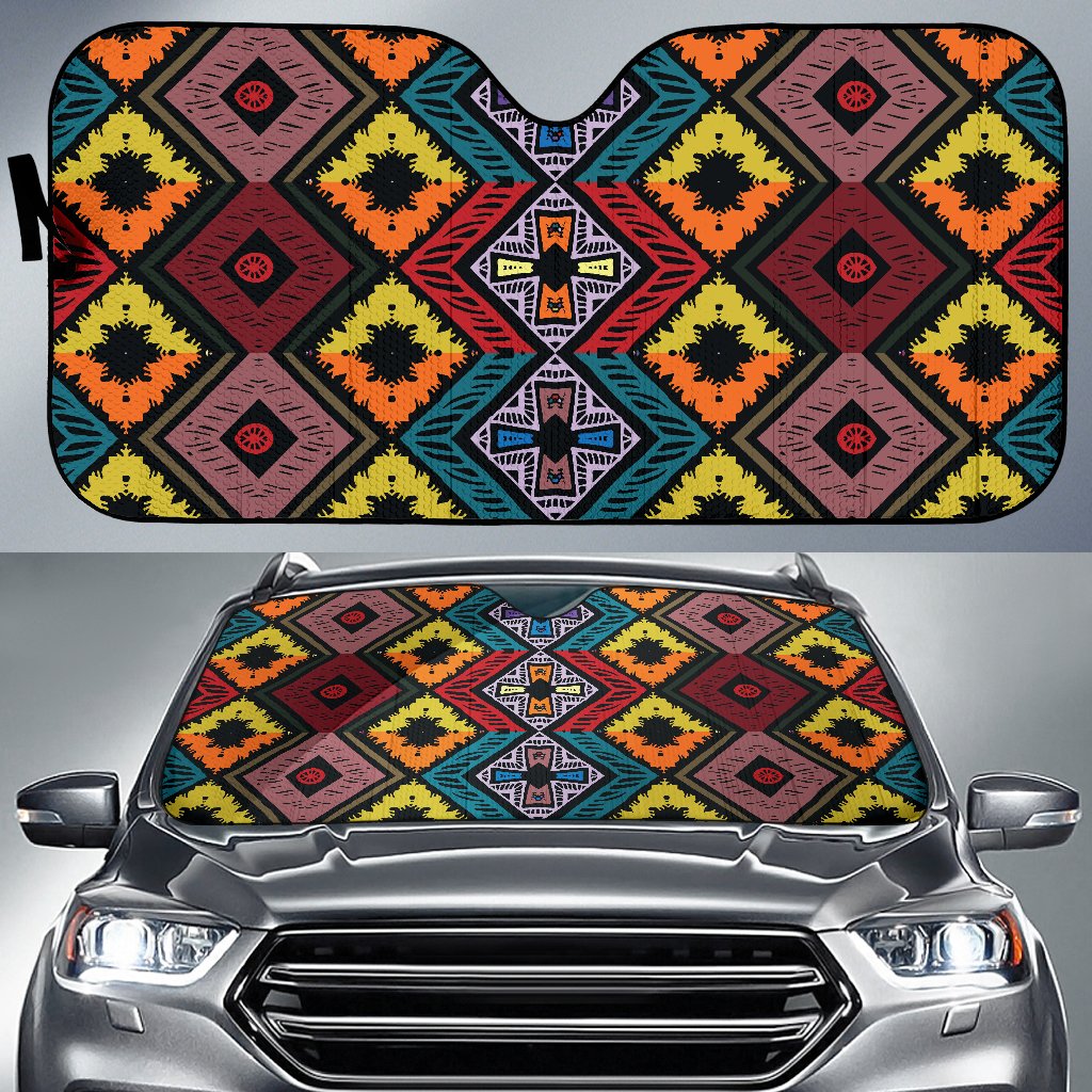 African Pattern Print Design 08 Car Sun Shade-JORJUNE.COM