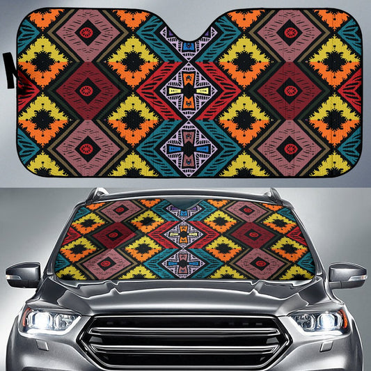African Pattern Print Design 08 Car Sun Shade-JORJUNE.COM