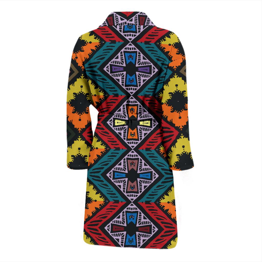African Pattern Print Design 08 Men Bathrobe-JORJUNE.COM