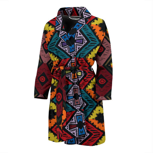African Pattern Print Design 08 Men Bathrobe-JORJUNE.COM