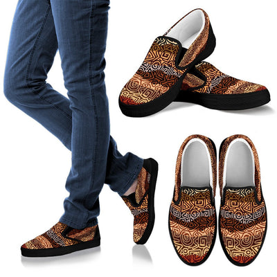 African Pattern Print Men Canvas Slip On Shoes