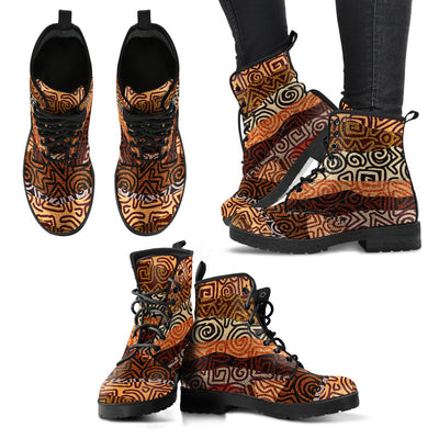 African Pattern Print Women & Men Leather Boots