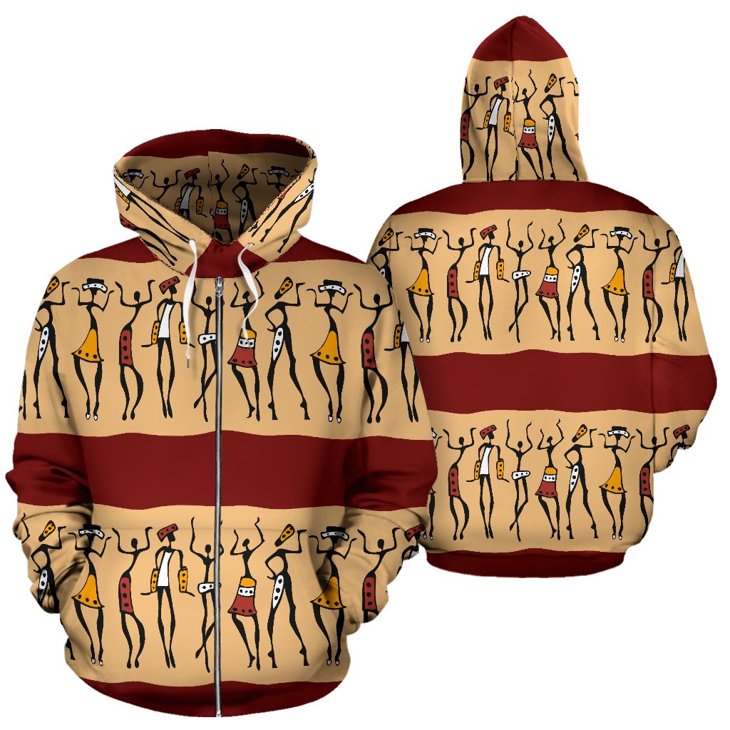 African People All Over Zip Up Hoodie