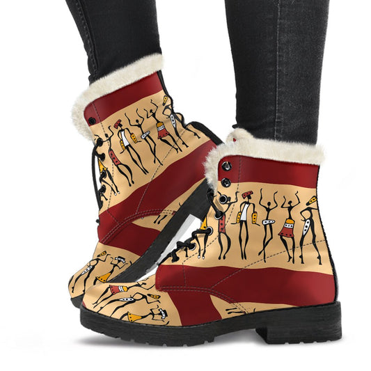 African People Faux Fur Leather Boots