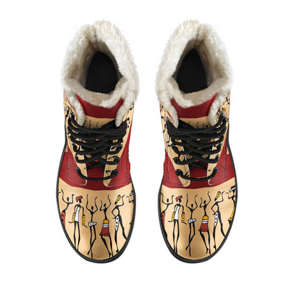 African People Faux Fur Leather Boots