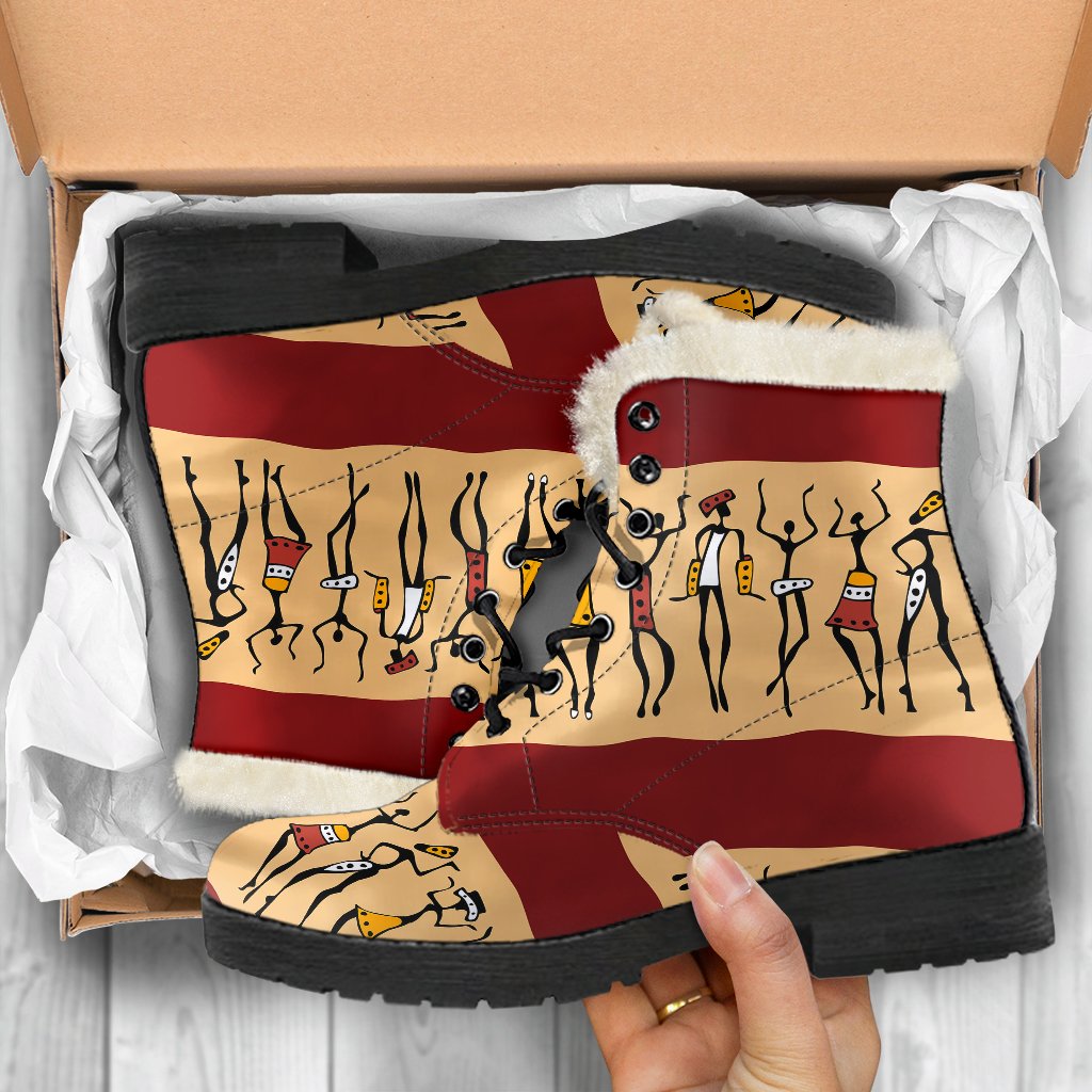 African People Faux Fur Leather Boots