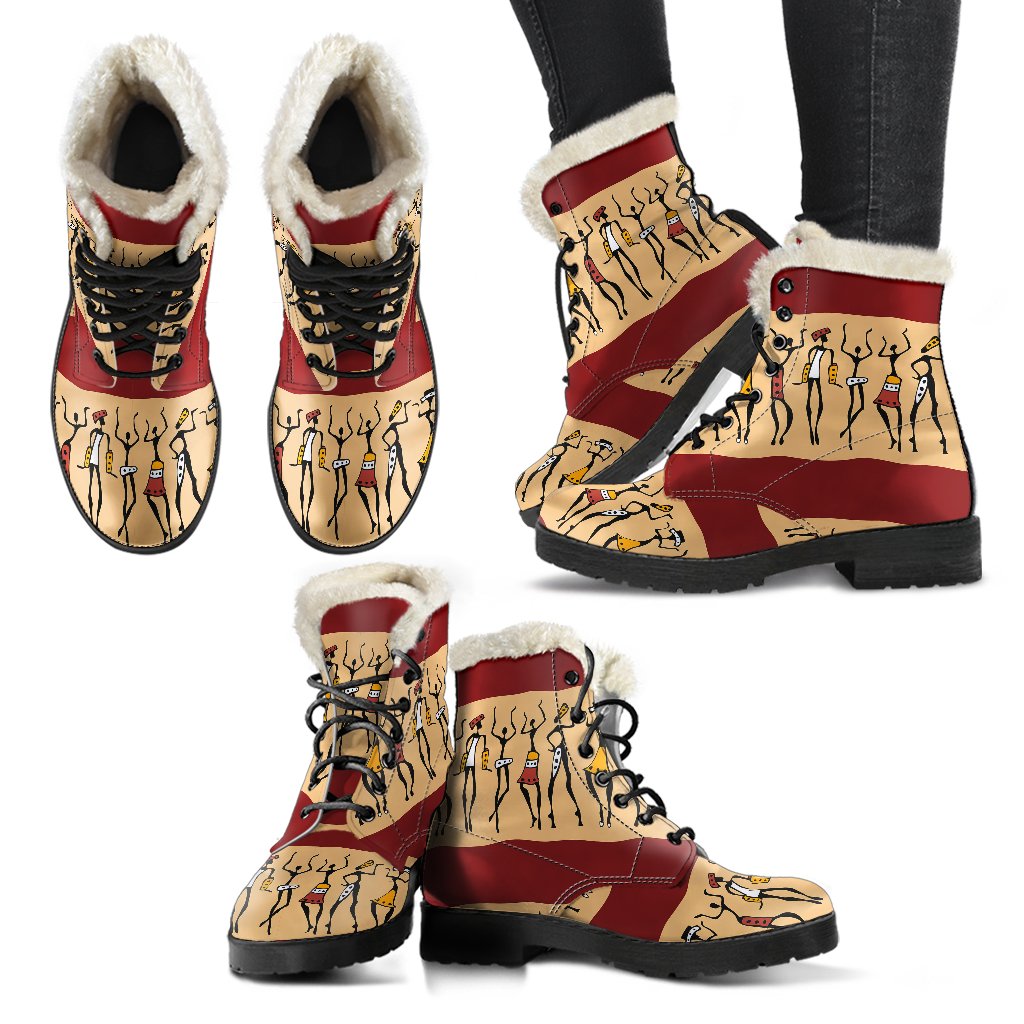 African People Faux Fur Leather Boots