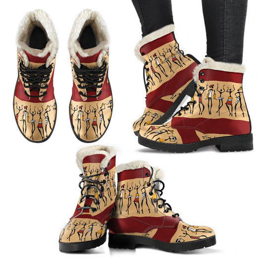 African People Faux Fur Leather Boots