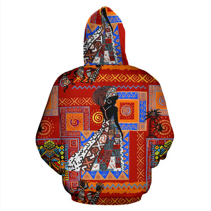 African Print Pattern All Over Zip Up Hoodie