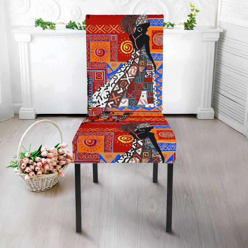 African Print Pattern Dining Chair Slipcover-JORJUNE.COM