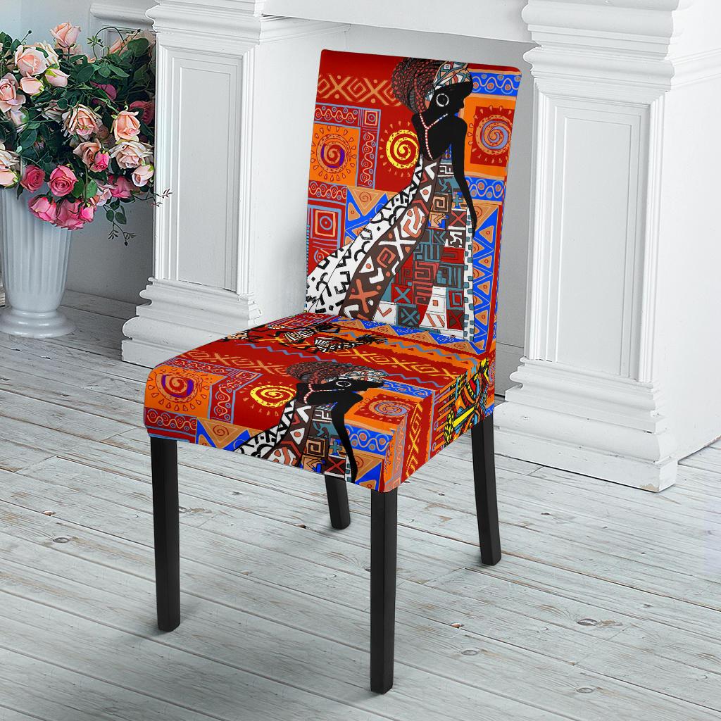 African Print Pattern Dining Chair Slipcover-JORJUNE.COM