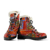 African Print Pattern Faux Fur Leather Boots