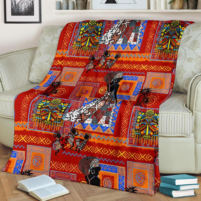 African Print Pattern Fleece Blanket