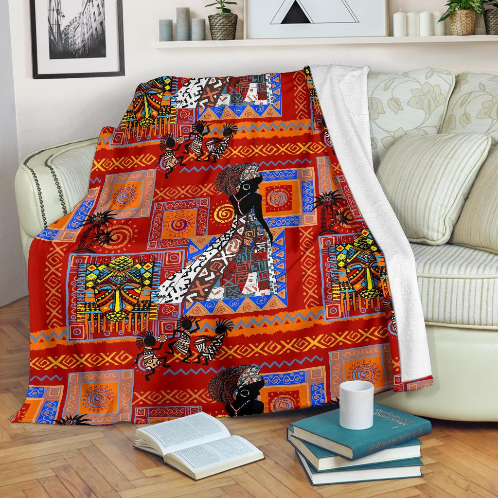 African Print Pattern Fleece Blanket