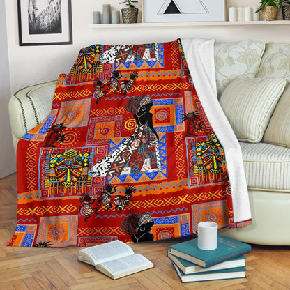 African Print Pattern Fleece Blanket