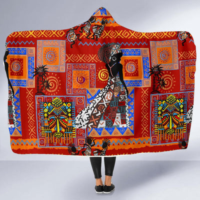 African Print Pattern Hooded Blanket-JORJUNE.COM