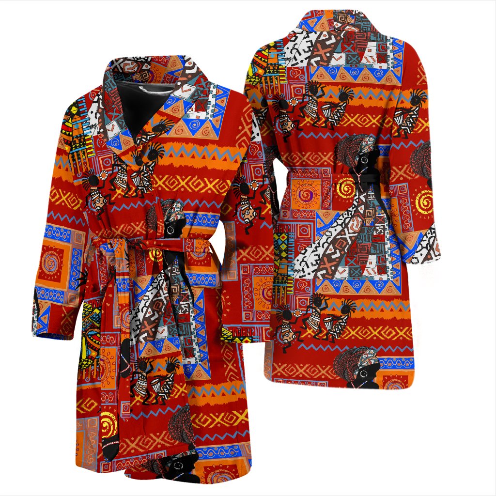 African Print Pattern Men Bath Robe