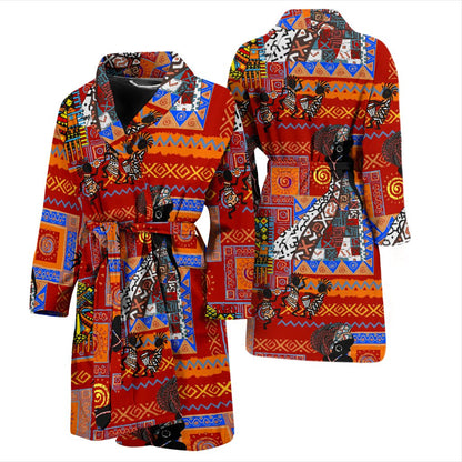African Print Pattern Men Bath Robe