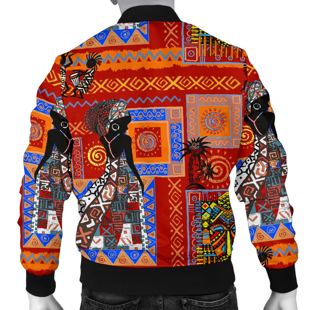African Print Pattern Men Casual Bomber Jacket-JorJune