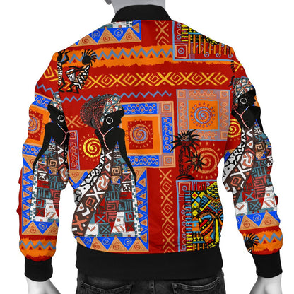 African Print Pattern Men Casual Bomber Jacket-JorJune
