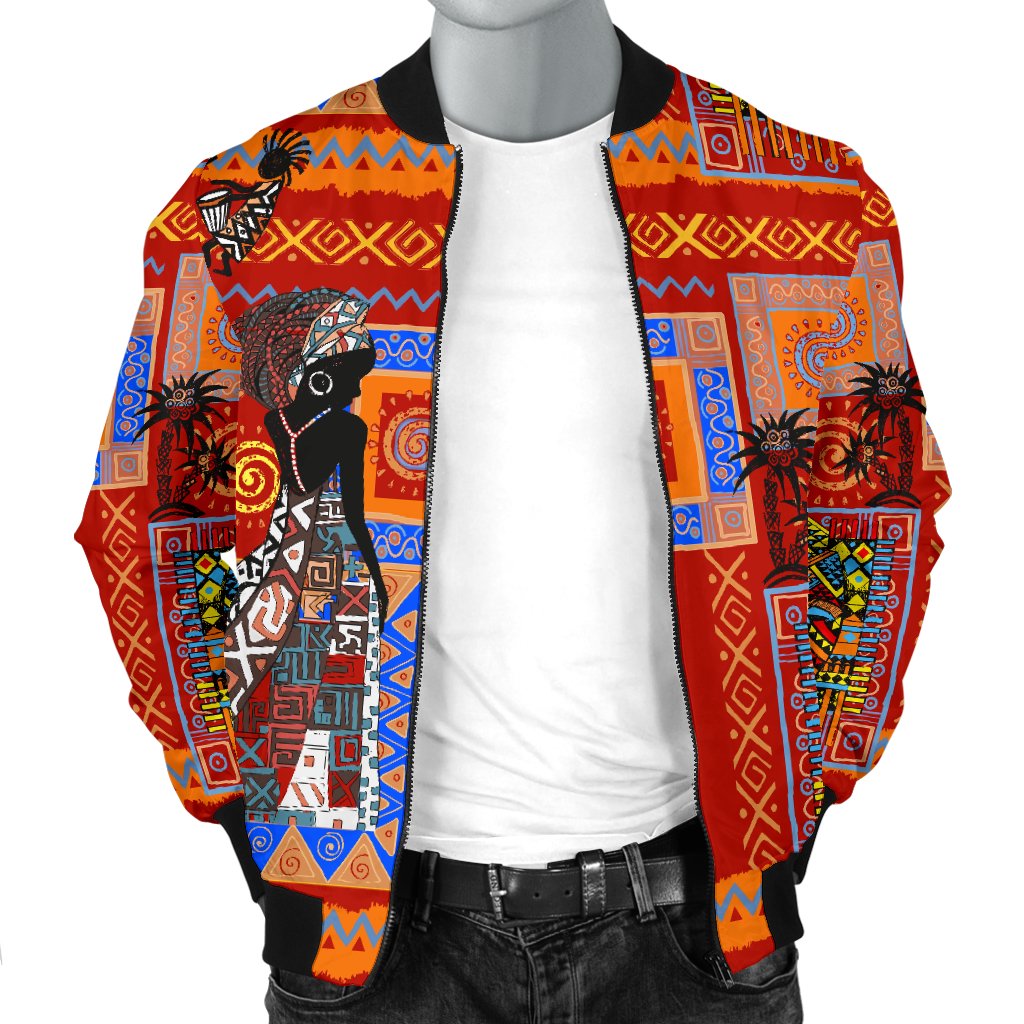 African Print Pattern Men Casual Bomber Jacket-JorJune