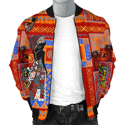 African Print Pattern Men Casual Bomber Jacket-JorJune