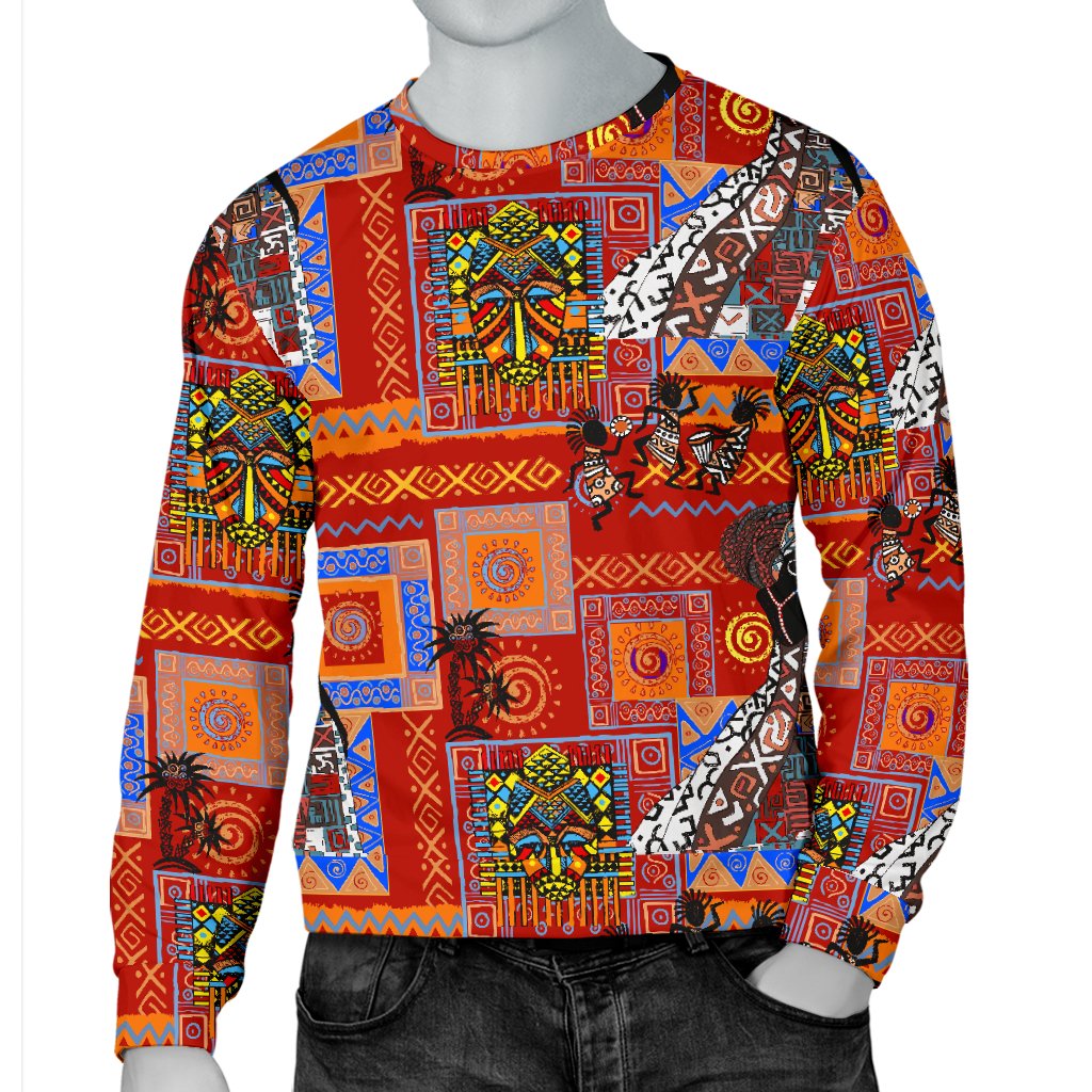 African Print Pattern Men Crewneck Sweatshirt