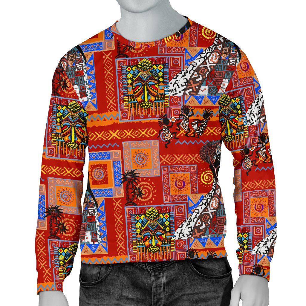 African Print Pattern Men Crewneck Sweatshirt