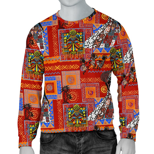African Print Pattern Men Crewneck Sweatshirt