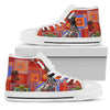 African Print Pattern Men High Top Shoes