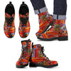 African Print Pattern Men Leather Boots