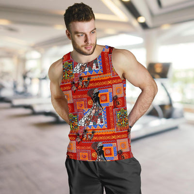 African Print Pattern Men Tank Top